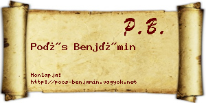 Poós Benjámin névjegykártya