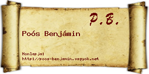 Poós Benjámin névjegykártya